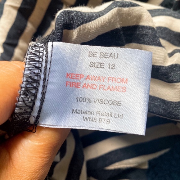 ☑️ BE BEAU BLACK TAN STRIPE LONG SLEEVE LOOSE DRESS! - Picture 8 of 9